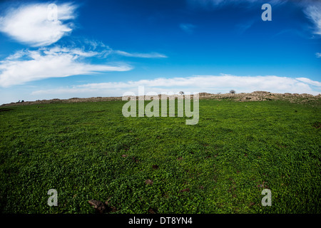 Rujm El Hiri, Gilgal or Galgal Refaim, Wheel of Spirits, Golan Heights, , Bashan,Israel Stock Photo