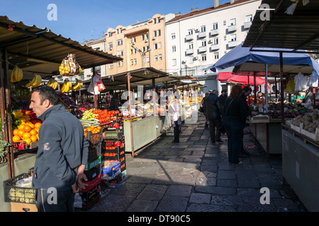 Market stalls in Kalenic pijaca, Belgrade, Serbia Stock Photo