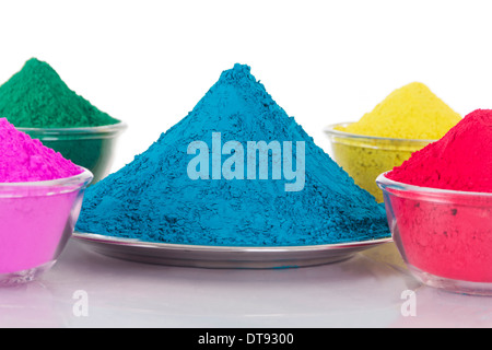 High angle view of powder colour in bowl Stock Photo