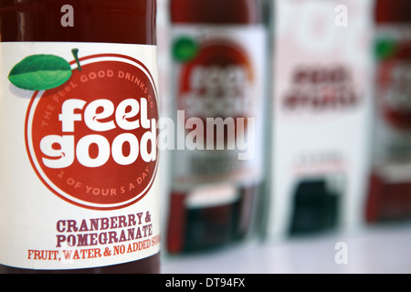 Feel Good cranberry and pomegranate water fruit drink Stock Photo