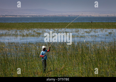 Fisherman, Lake Hawassa, Hawassa, Ethiopia Stock Photo