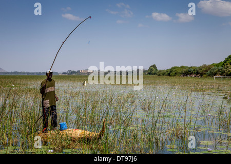 Fisherman, Lake Hawassa, Hawassa, Ethiopia Stock Photo