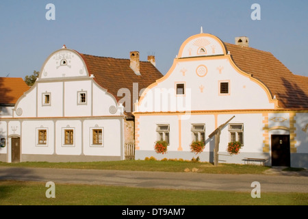 Baroque houses, included in the World Heritage List of UNESCO, in Holasovice, South Bohemia, Czech Republic. Stock Photo