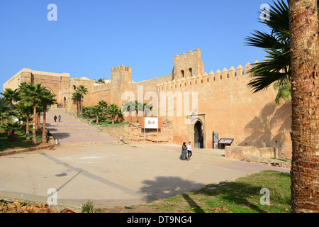 Main gate of The Kasbah of the Udayas (Qasbah des Oudaya), Rabat, Rabat-Salé-Zemmour-Zaer Region, Kingdom of Morocco Stock Photo