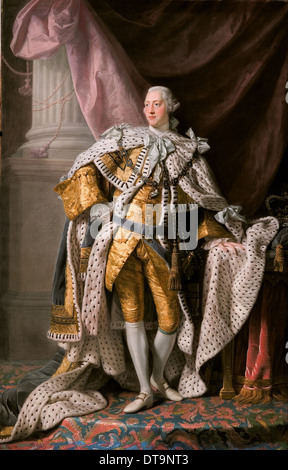 Portrait of the King George III of the United Kingdom (1738-1820) in his Coronation Robes, ca 1770. Artist: Ramsay (1713-1784) Stock Photo
