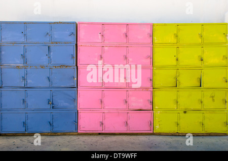 Colorful metal boxes Stock Photo