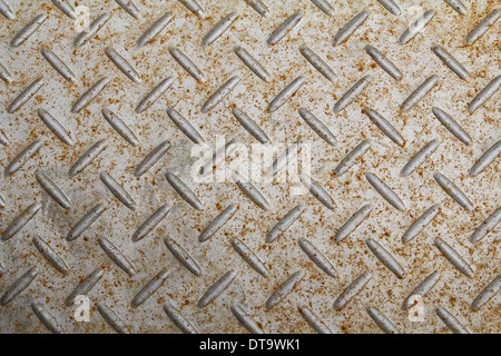 checker plate floor surface texture steel grip metal grating Stock Photo