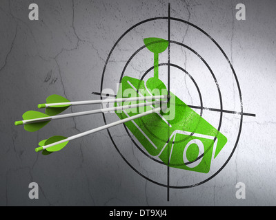 Protection concept: arrows in Cctv Camera target on wall background Stock Photo