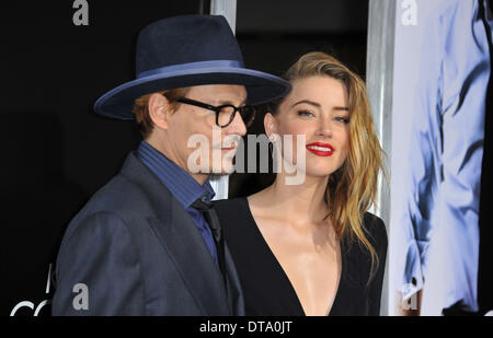 Los Angeles, California, USA. 12th Feb, 2014. JOHNNY DEPP and AMBER HEARD attending the premiere of '3 Days To Kill' at the Arclight Theater. Credit:  D. Long/Globe Photos/ZUMAPRESS.com/Alamy Live News Stock Photo