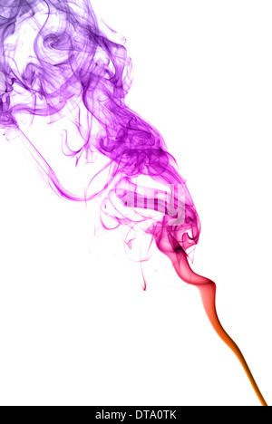 Abstract multi colored smoke puff isolated on white Stock Photo