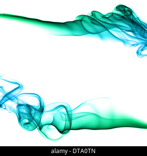 Abstract multi colored smoke puff isolated on white Stock Photo