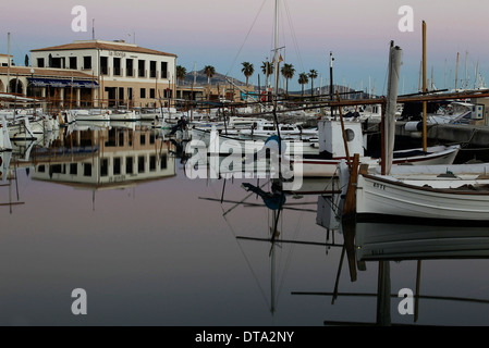 Boats in the harbour of Alcúdia, Majorca, Balearic Islands, Spain Stock Photo