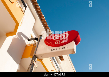 sign for Ola ice cream brand in the algarve Portugal Stock Photo