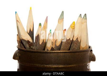 Unique sharp wooden Pencils isolated on white Stock Photo