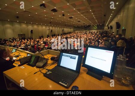 Turin, Italy. 13th Feb, 2014. Giorgio Squinzi since May 24th 2012 he is President of Confindustria. Here he speaks at Unione Industriale (Industrial union) at an event against the crisis named ''amo l'Italia ma basta!'' (I love Italy but it's time to act) © Mauro Ujetto/NurPhoto/ZUMAPRESS.com/Alamy Live News Stock Photo