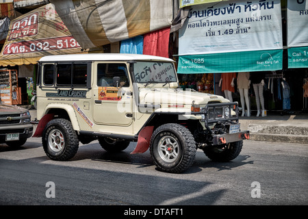 Toyota Land Cruiser. Full length view of an all terrain modified Toyota Land Cruiser vehicle. Thailand Asia Stock Photo