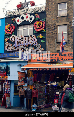 Decorated shop facade in High Street at Camden Market, North London, UK Stock Photo