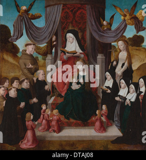 The Virgin and Child with Saint Anne (Anna Selbdritt), Saints Francis, Lidwina and donors, c. 1490-1 Artist: Netherlandish master Stock Photo