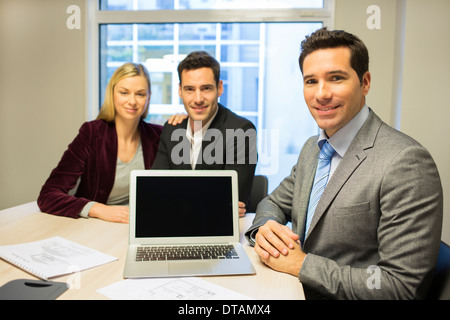 Woman man banker contract office home architect computer Stock Photo