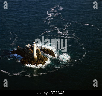 Vintage Image Circa 1970: The Fastnet Rock Lighthouse entered service on 27 June 1904, Off Cape Clear Island, County Cork, Ireland Stock Photo