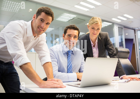 Female male computer desk working coworking Stock Photo
