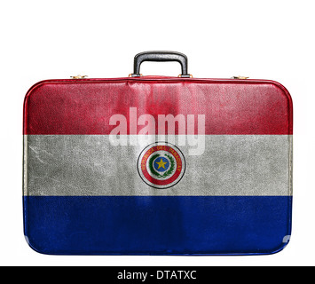 Vintage travel bag with flag of Paraguay Stock Photo