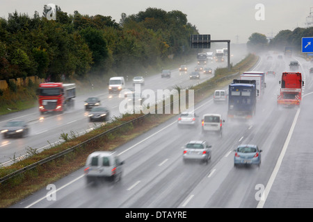 Oberhausen, Germany, rain-slicked highway Stock Photo