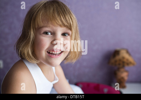 Portrait of girl smiling, close-up Stock Photo