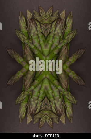 A digital composite of mirrored images of an arrangement of asparagus Stock Photo
