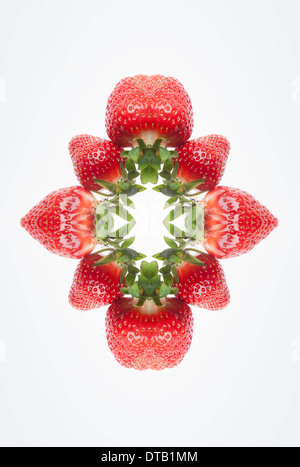 A digital composite of mirrored images of an arrangement of strawberries Stock Photo