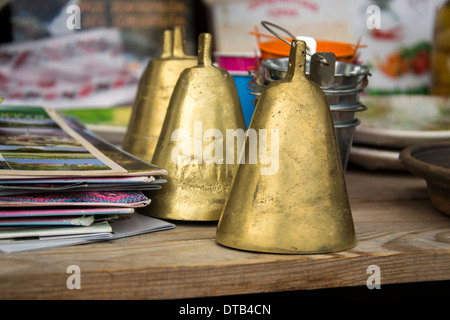 Metal bells in the gift shop Stock Photo