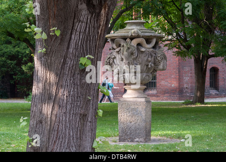 Berlin, Germany, ornamental vase from sandstone in park Köllnischen Stock Photo