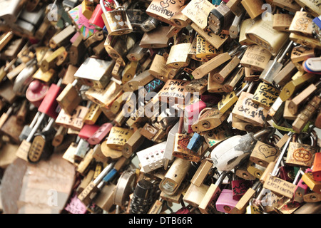 Paris, France, Liebesschloesser on the Pont des Arts Stock Photo