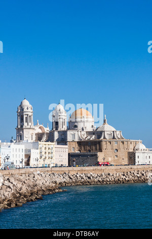 Promenade and Cathedral of Cadiz, Andalusia, Spain Stock Photo