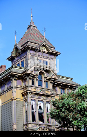 view of Victorian building on Alamo Square in San Francisco Stock Photo
