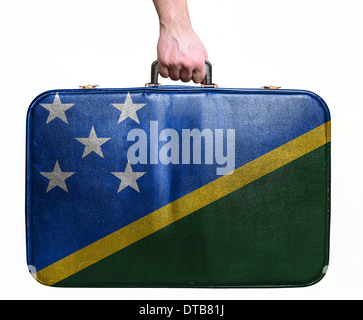 Suitcase with Solomon Islands flag design travel America concept Stock ...