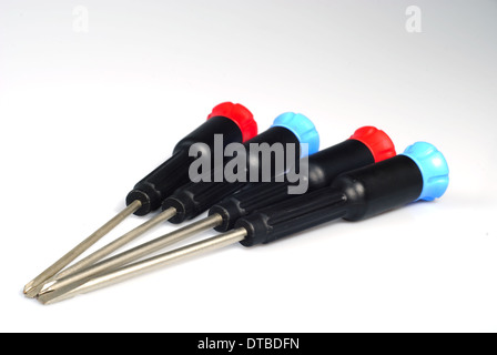 Four various screwdrivers isolated on white background Stock Photo