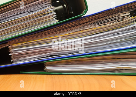 Stack of documents in folders on office desktop close-up. Shallow deep of field Stock Photo