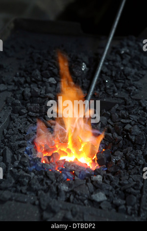 Pomerania , Germany , iron rod is heated in the fire Stock Photo