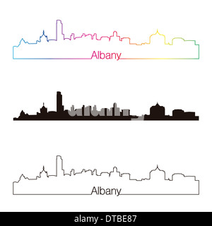 Albany skyline linear style with rainbow Stock Photo