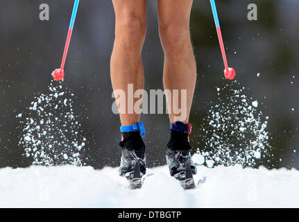 Sochi, Russia. 14th Feb, 2014. Chris Andre Jespersen of Norway competes during the Men's 15km Classic Cross Country event in Laura Cross-country Ski & Biathlon Center at the Sochi 2014 Olympic Games, Krasnaya Polyana, Russia, February 14, 2014. Credit: Roman Vondrous/CTK Photo/Alamy Live News Stock Photo