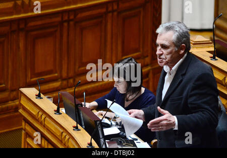 Jerónimo de Sousa, General Secretary of the Portuguese Communist Party, questioned the Government on economic growth and on unemployment. Stock Photo
