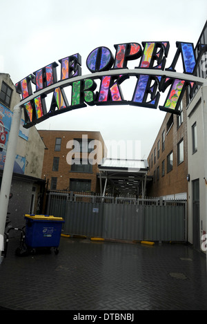 The new neon sign for Brighton Open Market UK Stock Photo