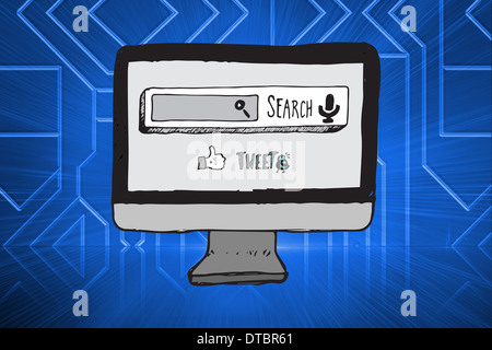 Composite image of internet doodles on computer screen Stock Photo