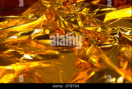full frame creased gold foil background Stock Photo