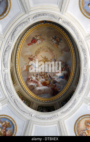 Fresco on ceiling Staircase Honour at Royal Palace Reggia di Caserta Italy large central elliptical Stock Photo