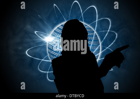 Composite image of shiny sphere with binary code Stock Photo