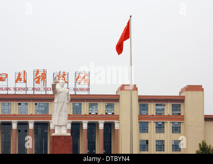 [Editorial Use Only] Front view of large Mao Zedong statue during the day at the Tianfu square in Chengdu, China Stock Photo