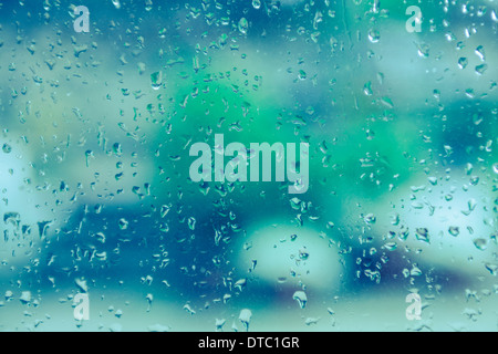 Raindrops on glass pane Stock Photo