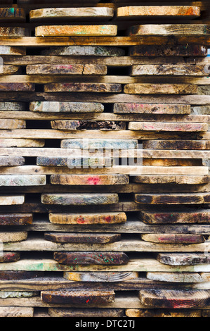 background with wooden boards stacked Stock Photo